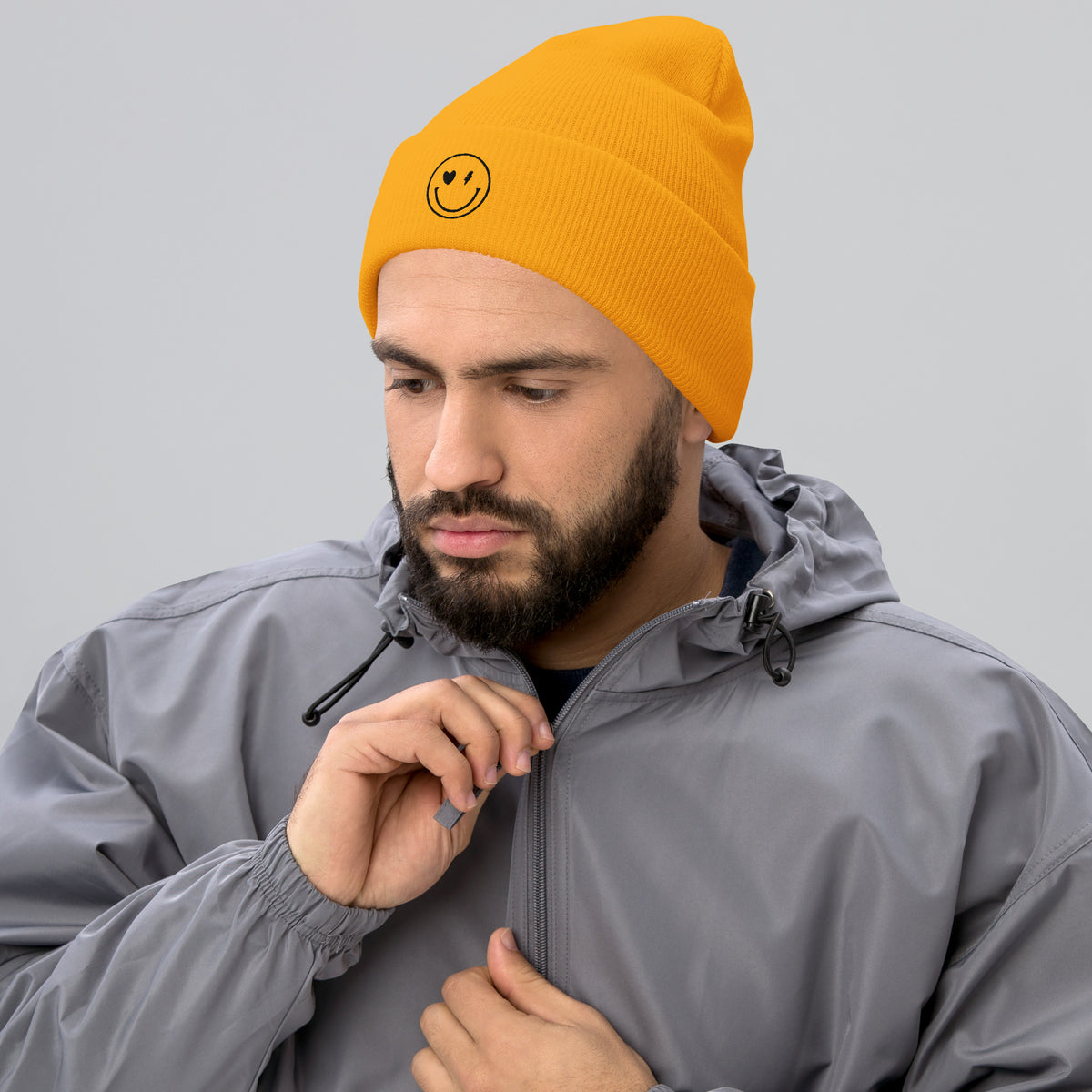 Smiley Face Cuffed Beanie -Spread Joy Everywhere - -