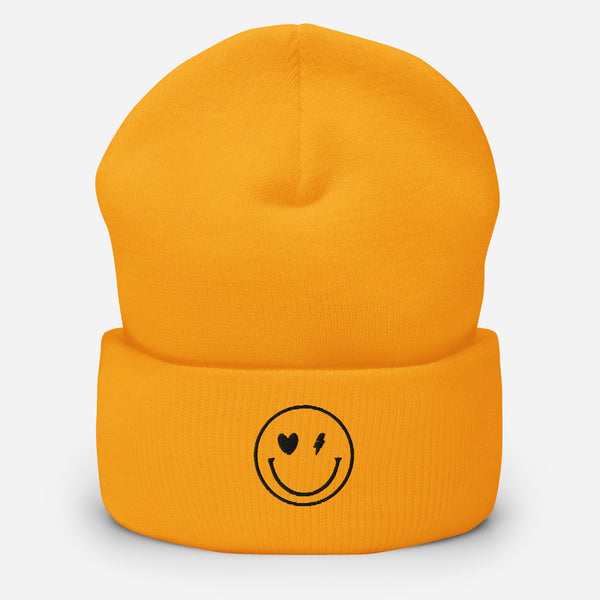 Smiley Face Cuffed Beanie -Spread Joy Everywhere - -