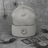 Smiley Face Cuffed Beanie -Spread Joy Everywhere - Heather Grey -