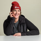 Snowfall Serenity - Cuffed Beanie for Winter Warmth - Red -