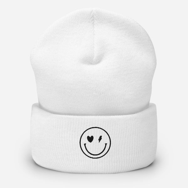 Smiley Face Cuffed Beanie -Spread Joy Everywhere - -