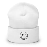 Smiley Face Cuffed Beanie -Spread Joy Everywhere - -