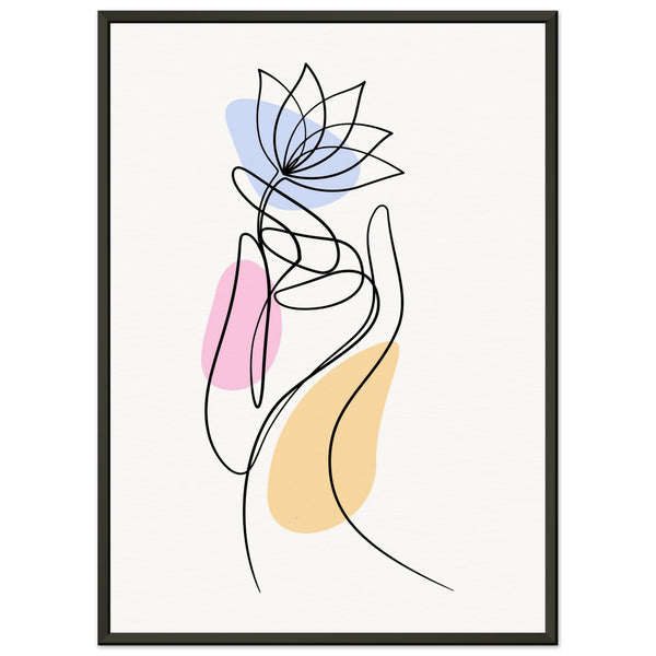 Serenity in Lines - Contemporary Floral Art - 50x70 cm 20x28″ - Metal Framed Posters