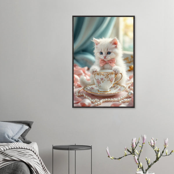Fluffy Joy in a Frame – Wooden Poster for Her - Black frame - Wooden Framed Posters