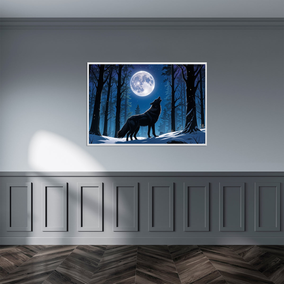 Lunar Serenade - Wolf Under the Moon - 24x36 - Framed Posters