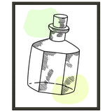 Vintage Charm - Line Art Bottle with Pastel Accents - 40x50 cm 16x20″ - Metal Framed Posters