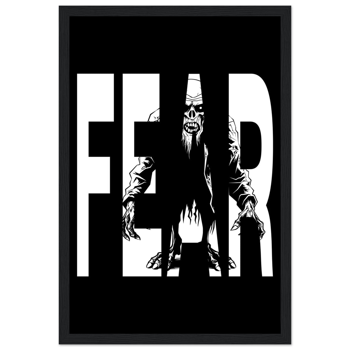 Embrace Fear - Bold Horror Art - 30x45 cm 12x18″ Black frame - Wooden Framed Posters