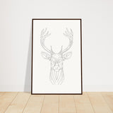 Nature's Grace - Deer Illustration - 60x90 cm 24x36″ Dark wood frame - Wooden Framed Posters