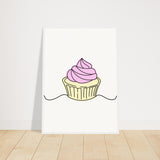 Cupcake Delight - Minimalist Pink Frosting Art - 50x70 cm 20x28″ White frame - Wooden Framed Posters