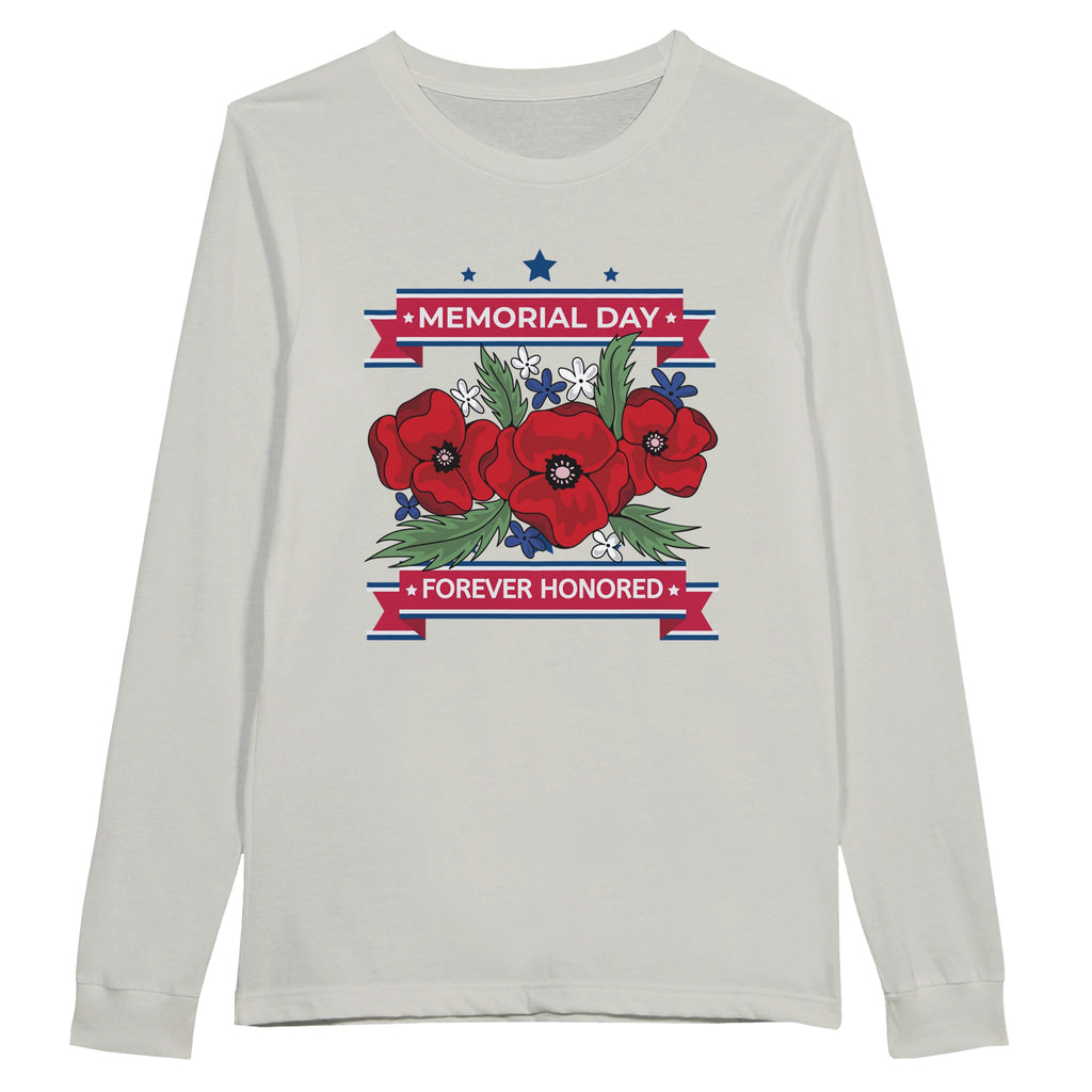 Forever Honored - Memorial Day Floral Tribute Tee - Ash - Long Sleeves T-shirts