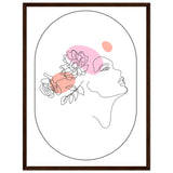 Ethereal Blossom Muse - Framed Line Art Poster - 45x60 cm 18x24″ Dark wood frame - Wooden Framed Posters