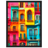 Vibrant Dreams - Colorful Cityscape Art - 30x40 cm 12x16″ Black frame - Wooden Framed Poster