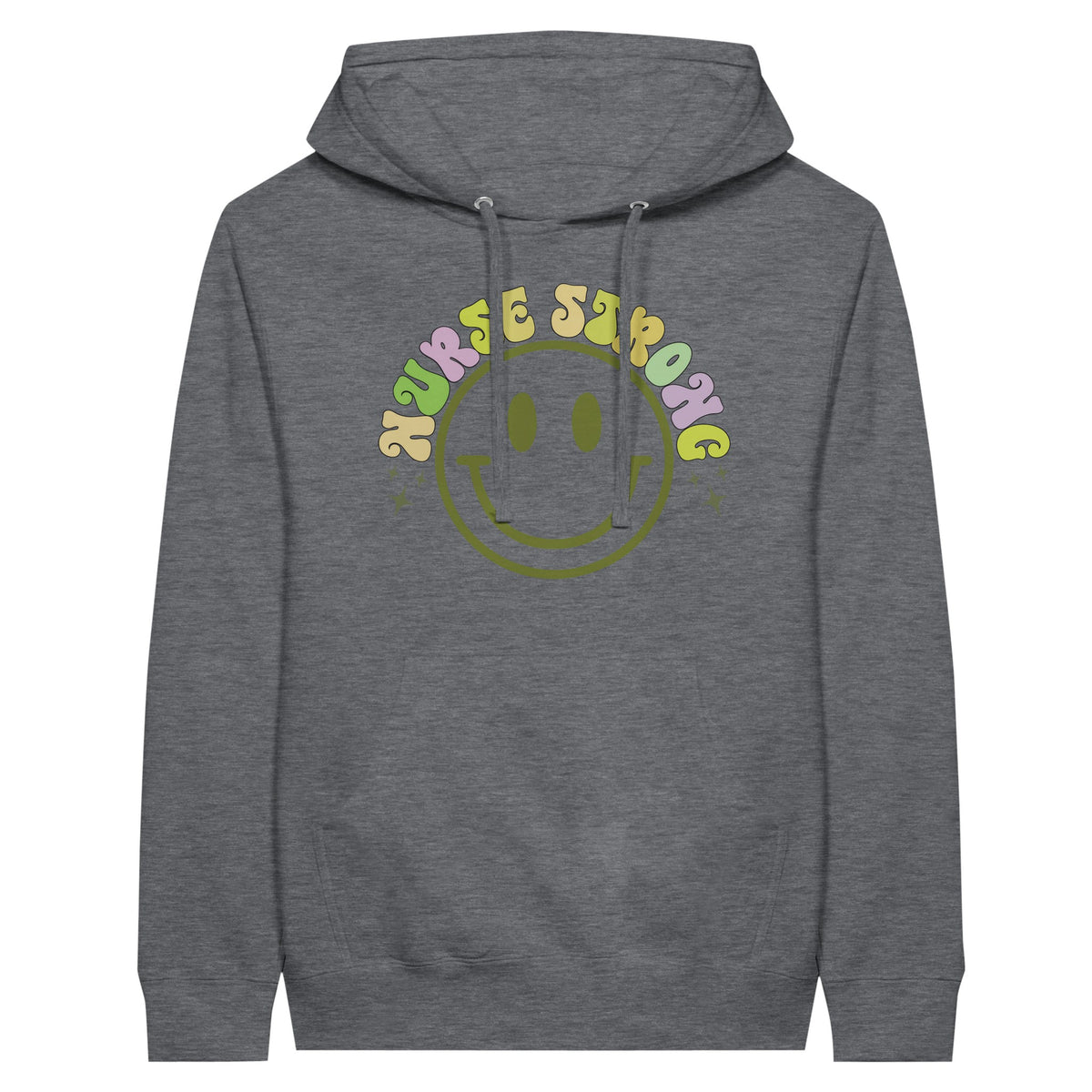 Nurse Strong Premium Unisex Hoodie – Embrace Strength and Care - Charcoal Heather - Print Material