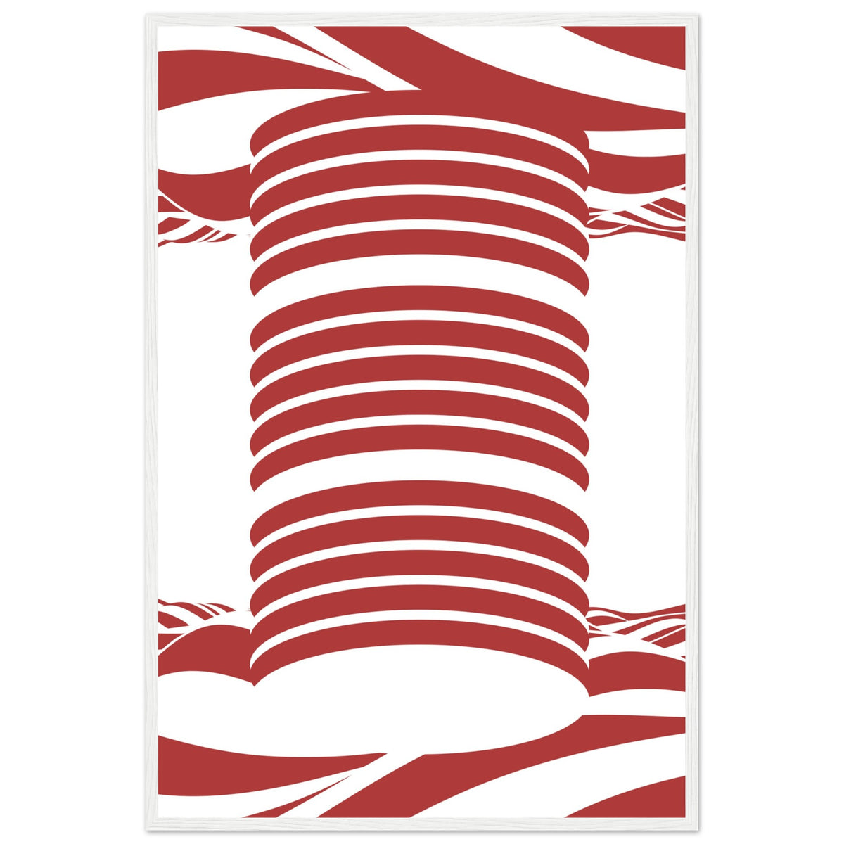 Twist of Elegance - Striking Red & White Art - 60x90 cm 24x36″ White frame - Framed Posters