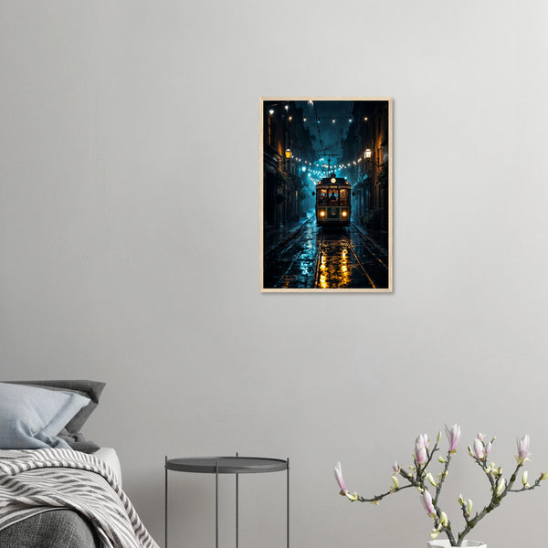 Cobblestone Glow - Urban Travel Art Print - 40x60 cm 16x24″ Wood frame - Wooden Framed Posters