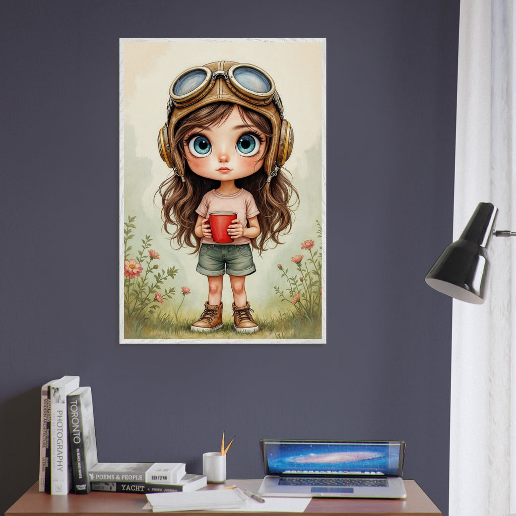 Childhood Dreams - Adorable Pilot-Inspired Artwork - White frame - Framed Posters