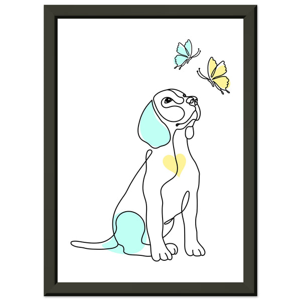 Whimsical Paws - Puppy Line Art with Soft Pastels - A4 21x29.7 cm 8x12″ - Metal Framed Posters