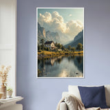 Lakeside Tranquility – Wooden Poster for Loved Ones - White frame - Wooden Framed Posters