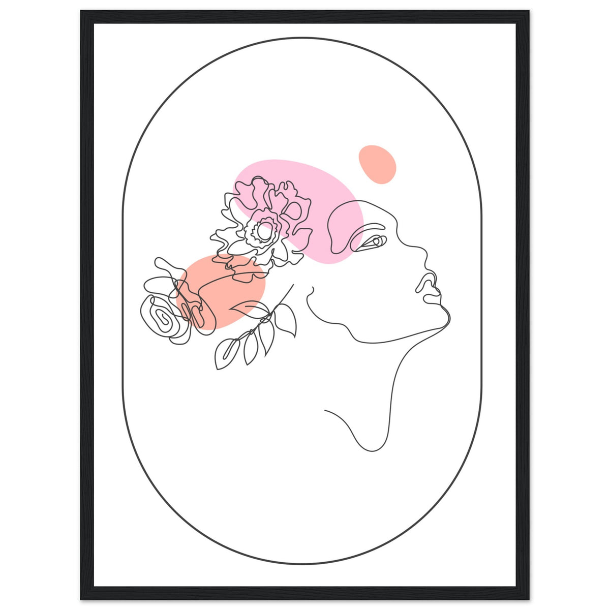 Ethereal Blossom Muse - Framed Line Art Poster - 45x60 cm 18x24″ Black frame - Wooden Framed Posters