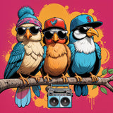 Hip Hop Birds on a Branch - - Framed Posters