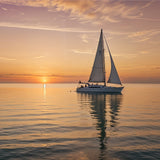 Sailing into Serenity - Sunset Voyage - - Framed Posters