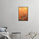 Golden Orbs - Dynamic Orange Swirl Art Print - 40x60 cm 16x24″ - Metal Framed Posters
