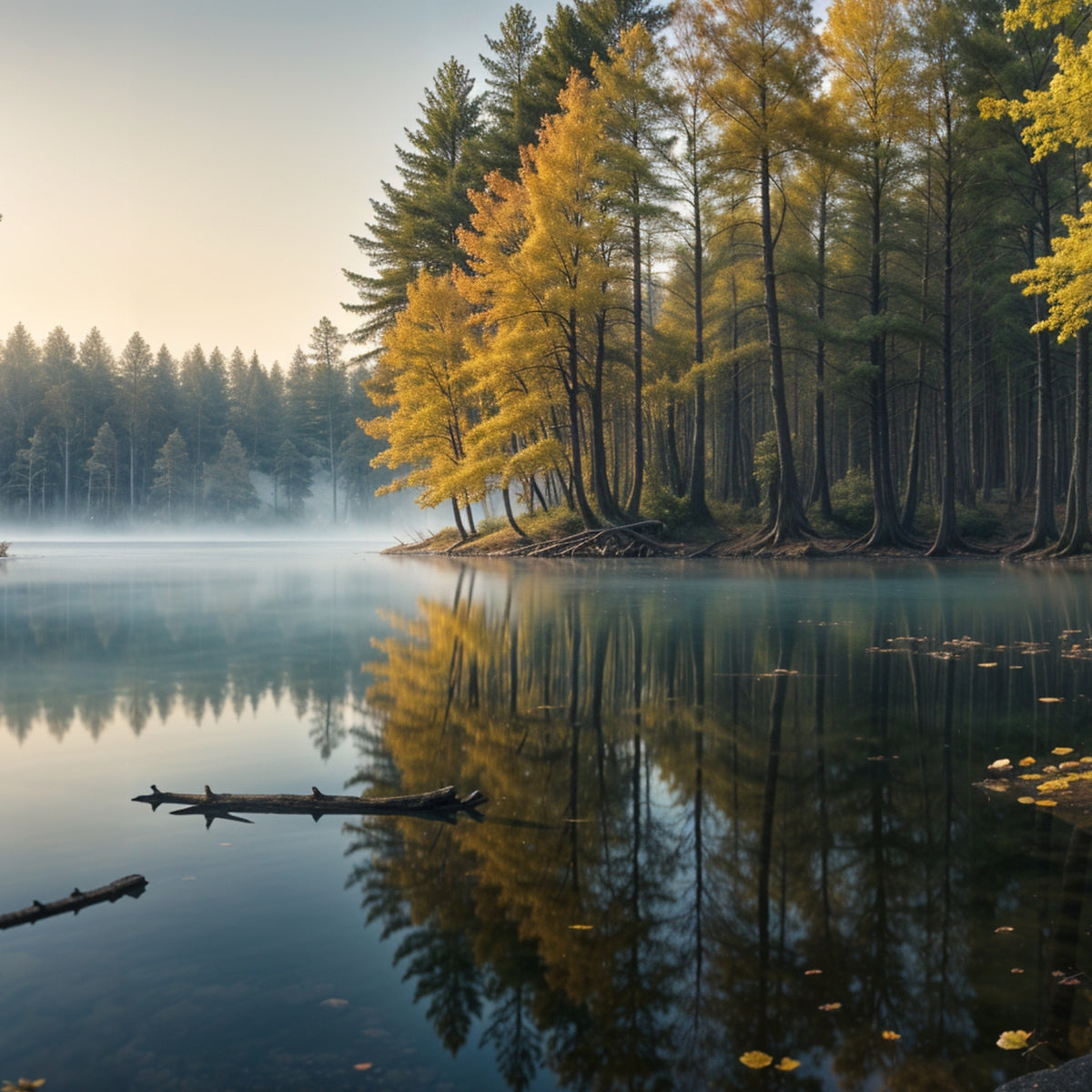 Misty Lakeside Morning - - Posters