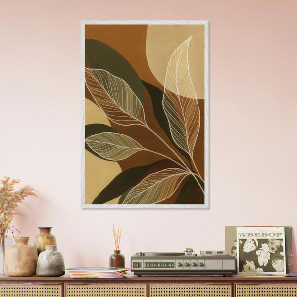 Nature’s Flow – Abstract Botanical Wooden Frame Art Gift - - Wooden Framed Posters
