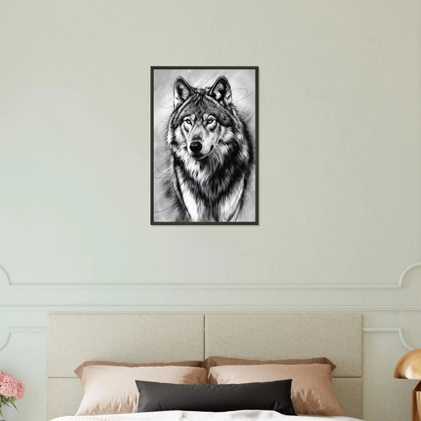 Spirit of the Wolf - Blue-Eyed Serenity - 40x60 cm 16x24″ - Metal Framed Posters