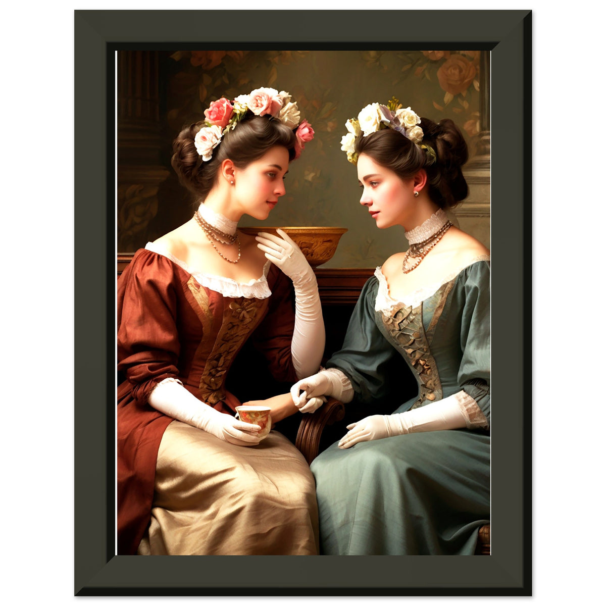 Regal Reflections - Victorian Tea Time - 15x20 cm 6x8″ - Metal Framed Posters