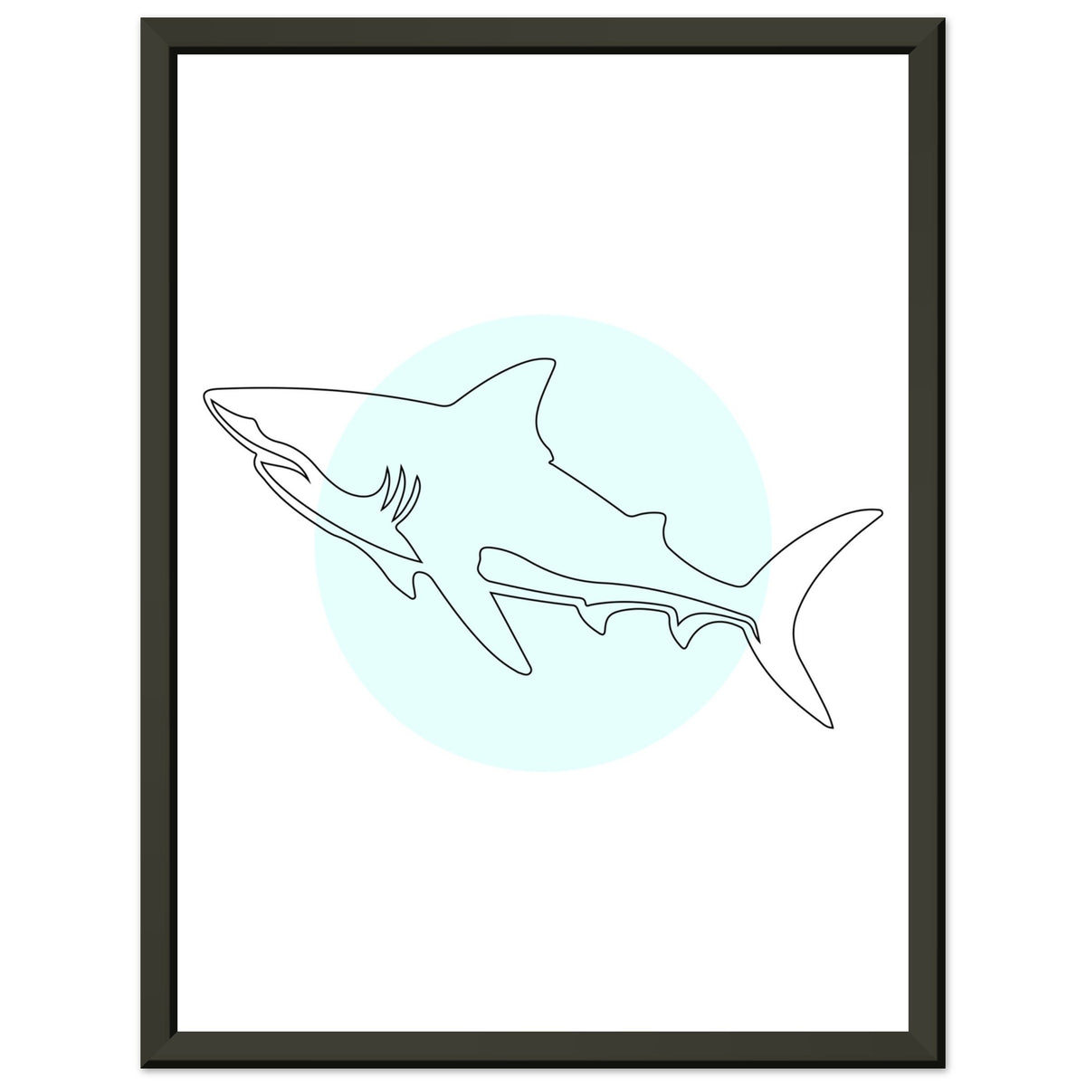 Majestic Shark - Minimalist Line Art - 30x40 cm 12x16″ - Metal Framed Posters