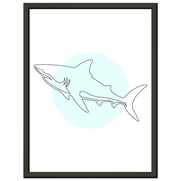 Majestic Shark - Minimalist Line Art - 30x40 cm 12x16″ - Metal Framed Posters