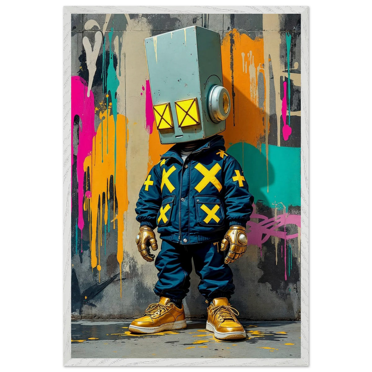 Gift Bold Energy – StreetBot Pop Art Framed Poster - - Wooden Framed Posters