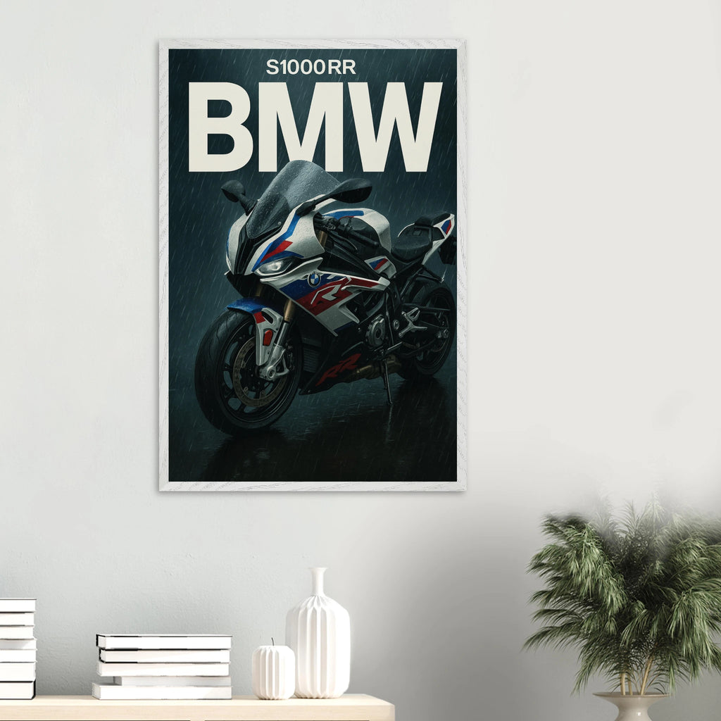 BMW S1000RR Wooden Framed Poster – Gift for Bike Lovers - - Wooden Framed Posters