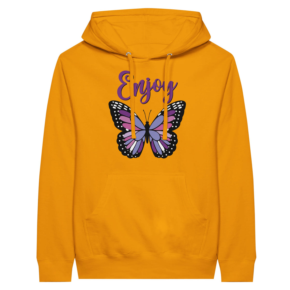 Butterfly Bliss Premium Unisex Hoodie - Gold M - Hoodies