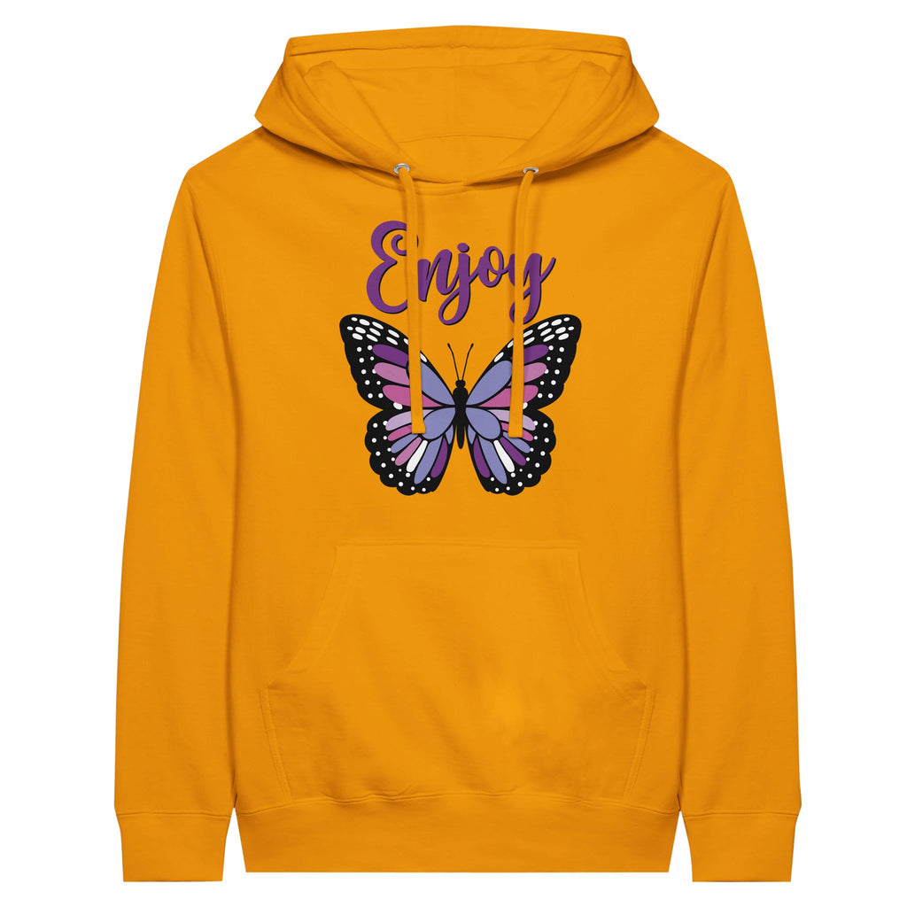 Butterfly Bliss Premium Unisex Hoodie - Gold M - Hoodies