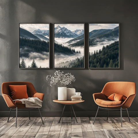Image of Majestic Peaks in Morning Mist