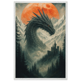 Blood Moon Dragon – Wooden Framed Poster Gift - White frame - Wooden Framed Posters