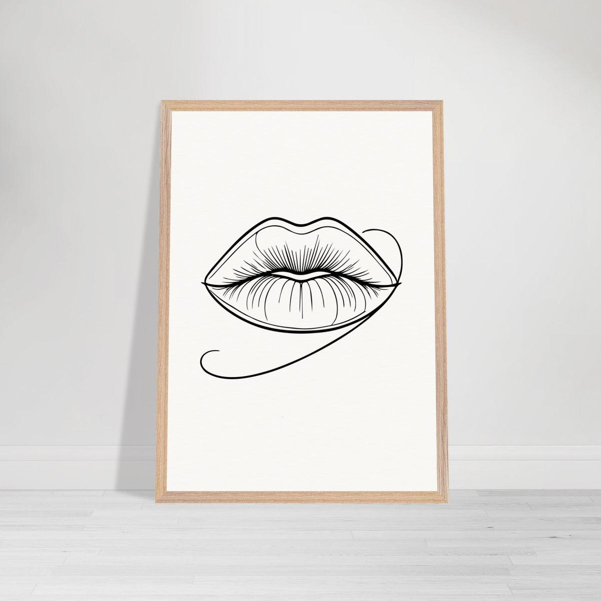 Natural Beauty - Framed Lips Artwork on Matte Paper - 50x70 cm 20x28″ Wood frame - Wooden Framed Posters