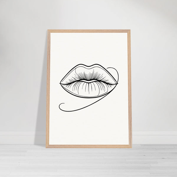 Natural Beauty - Framed Lips Artwork on Matte Paper - 50x70 cm 20x28″ Wood frame - Wooden Framed Posters