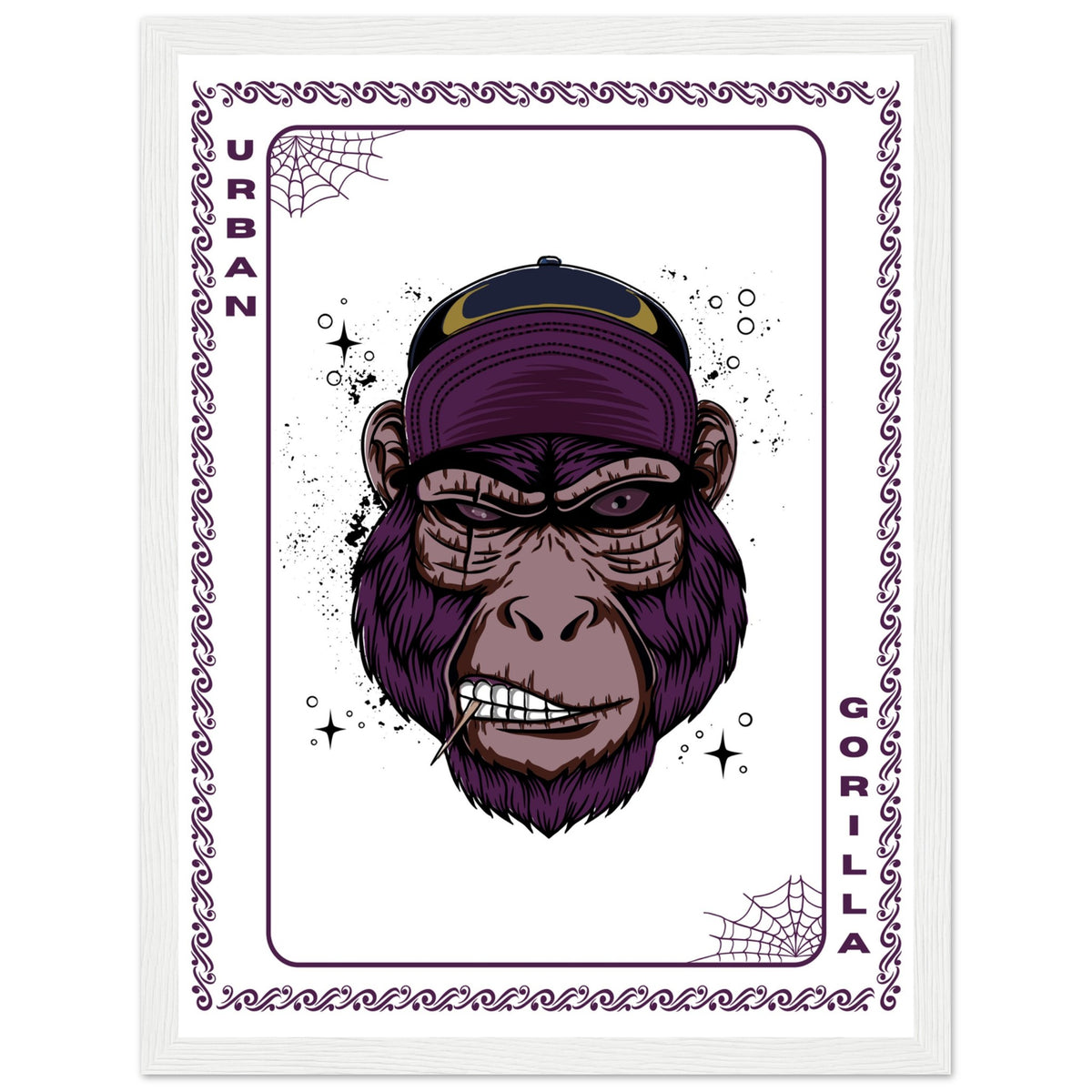 Elevate Your Decor - Steampunk, Funky, and Urban Gorilla Poster Set - 30x40 cm 12x16″ White frame Urban Gorilla - Wooden Framed Posters