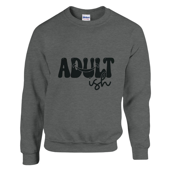 Age with Attitude - ADULT-ish Apparel Essential - Graphite Heather - Crewneck Sweatshirts