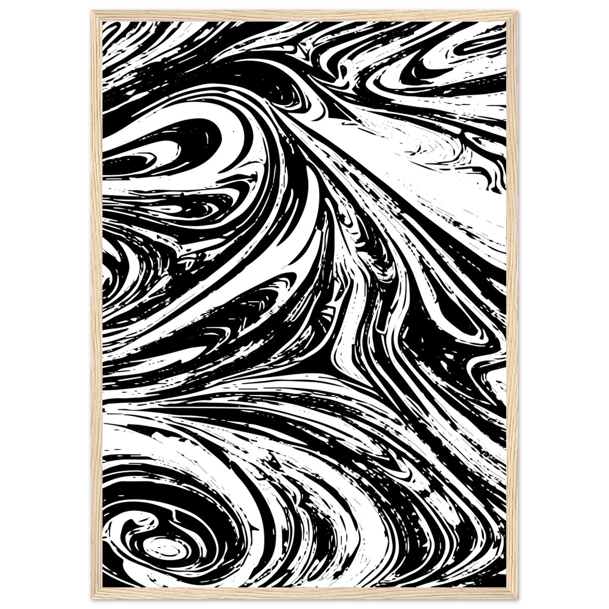 Black & White Swirl - Premium Matte Framed Poster - 50x70 cm 20x28″ Wood frame - Metal Framed Posters