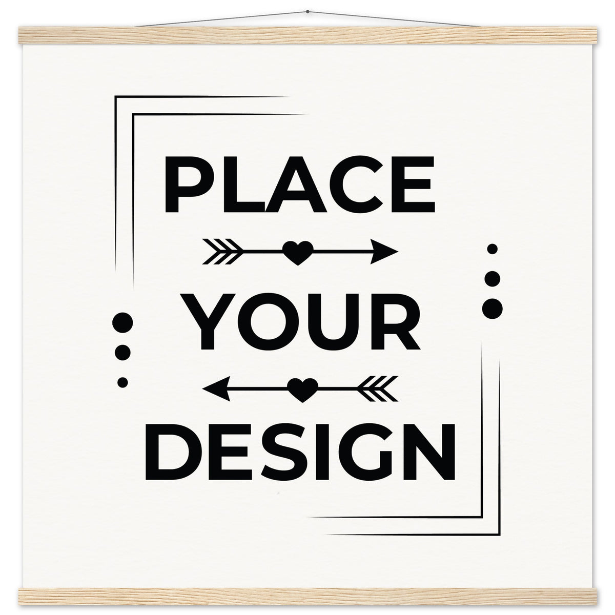 Elevate Your Space - Customizable Premium Matte Paper Poster with Hanger - 70x70 cm 28x28″ Natural wood wall hanger - Wooden Framed Posters