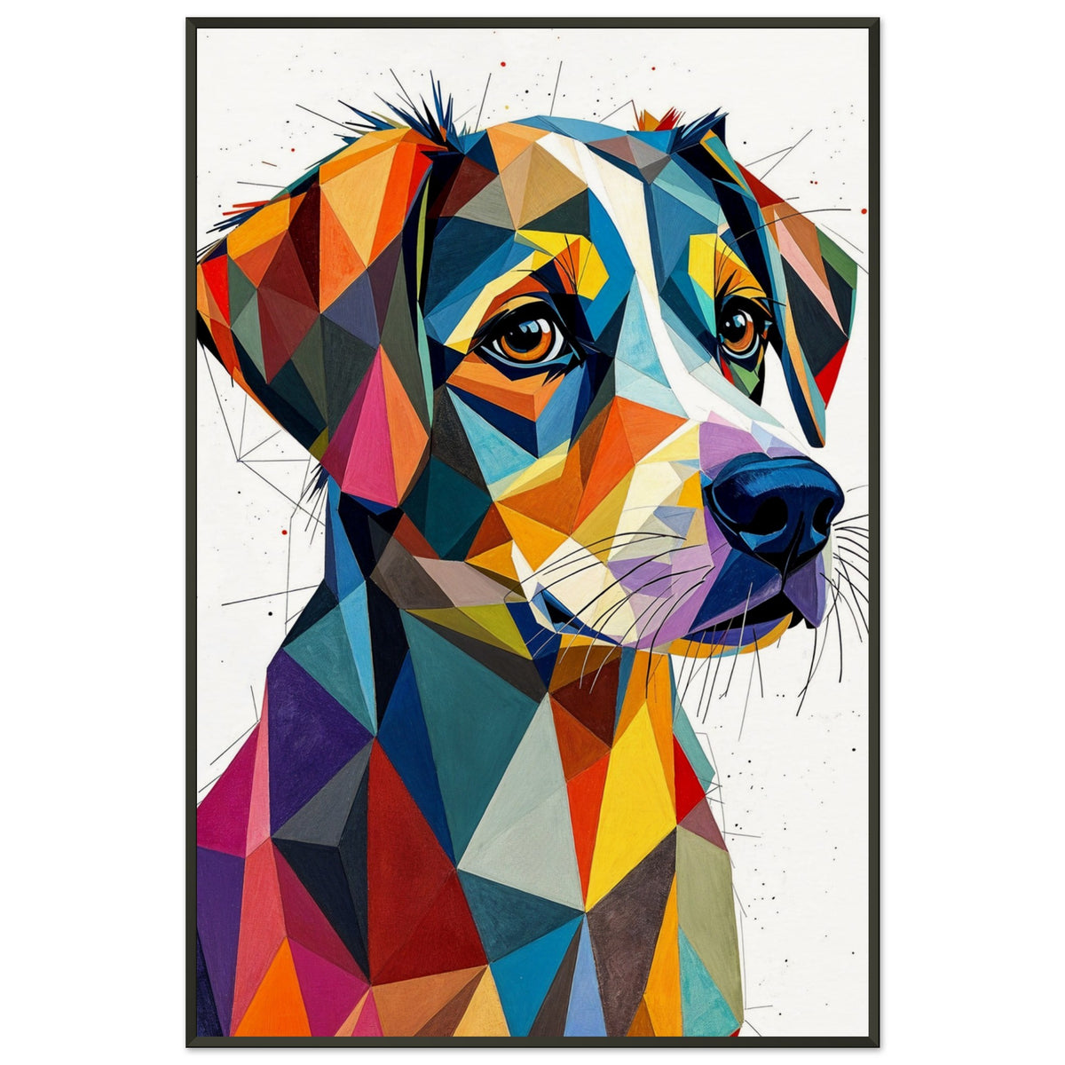 Colorful Loyalty - A Geometric Tribute to Dogs - - Framed Posters