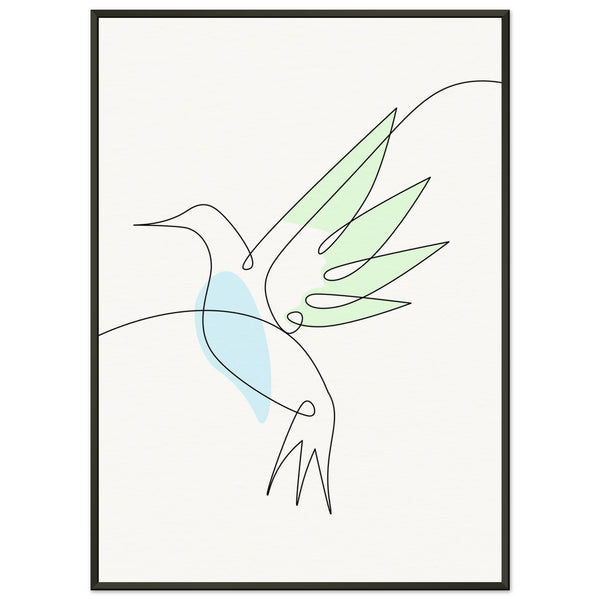 Whispering Wings - Modern Hummingbird Design - 50x70 cm 20x28″ - Metal Framed Posters