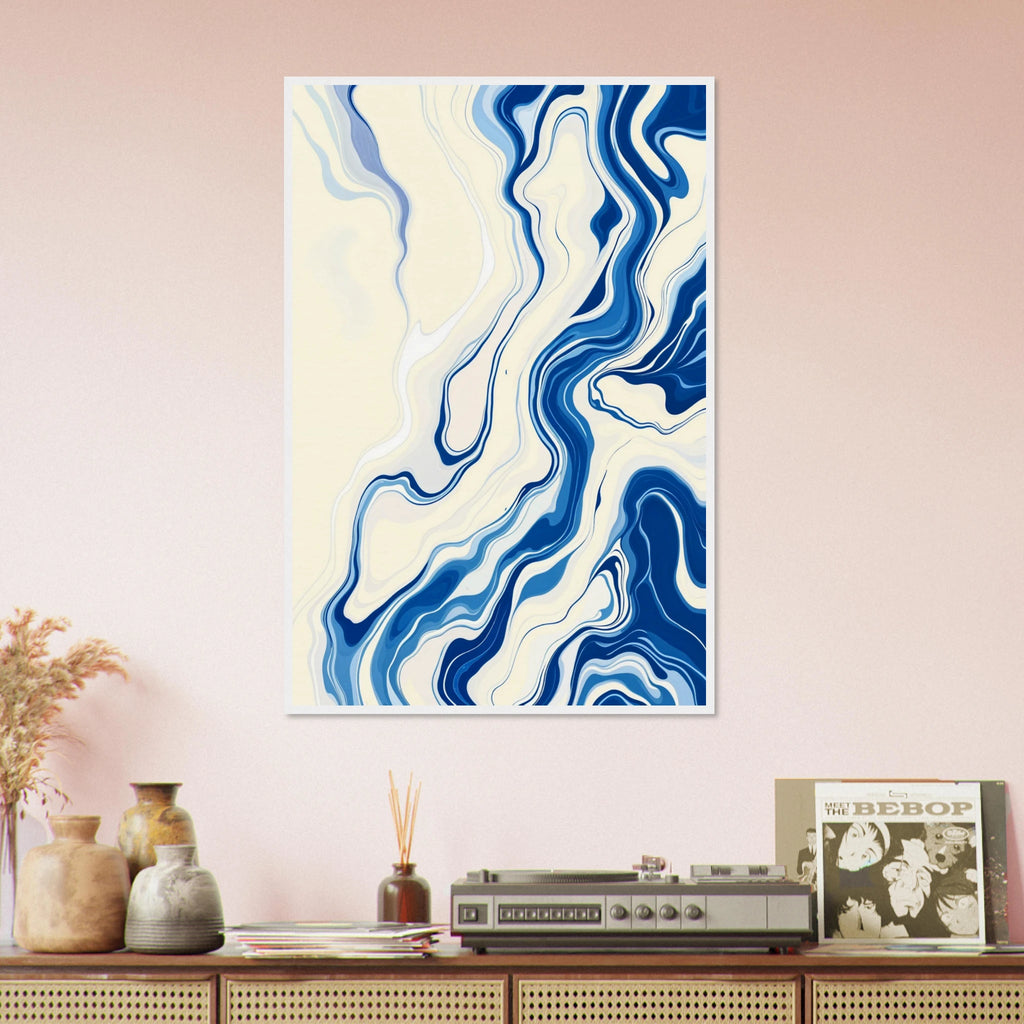 Modern Minimal Flow – Abstract Gift + Memory Poster - White frame - Wooden Framed Posters