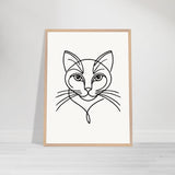 Timeless Cat Line Art - Natural Wood Framed Elegance - 60x80 cm 24x32″ Wood frame - Wooden Framed Posters