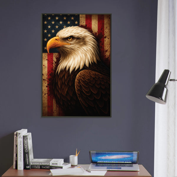 American Eagle Metal Framed Poster – Patriotic Gift Wall Art - - Metal Framed Posters