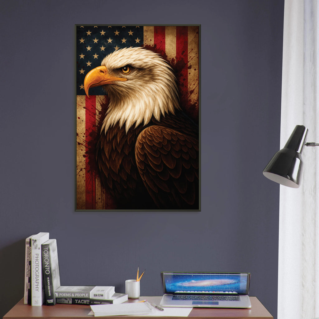 American Eagle Metal Framed Poster – Patriotic Gift Wall Art - - Metal Framed Posters